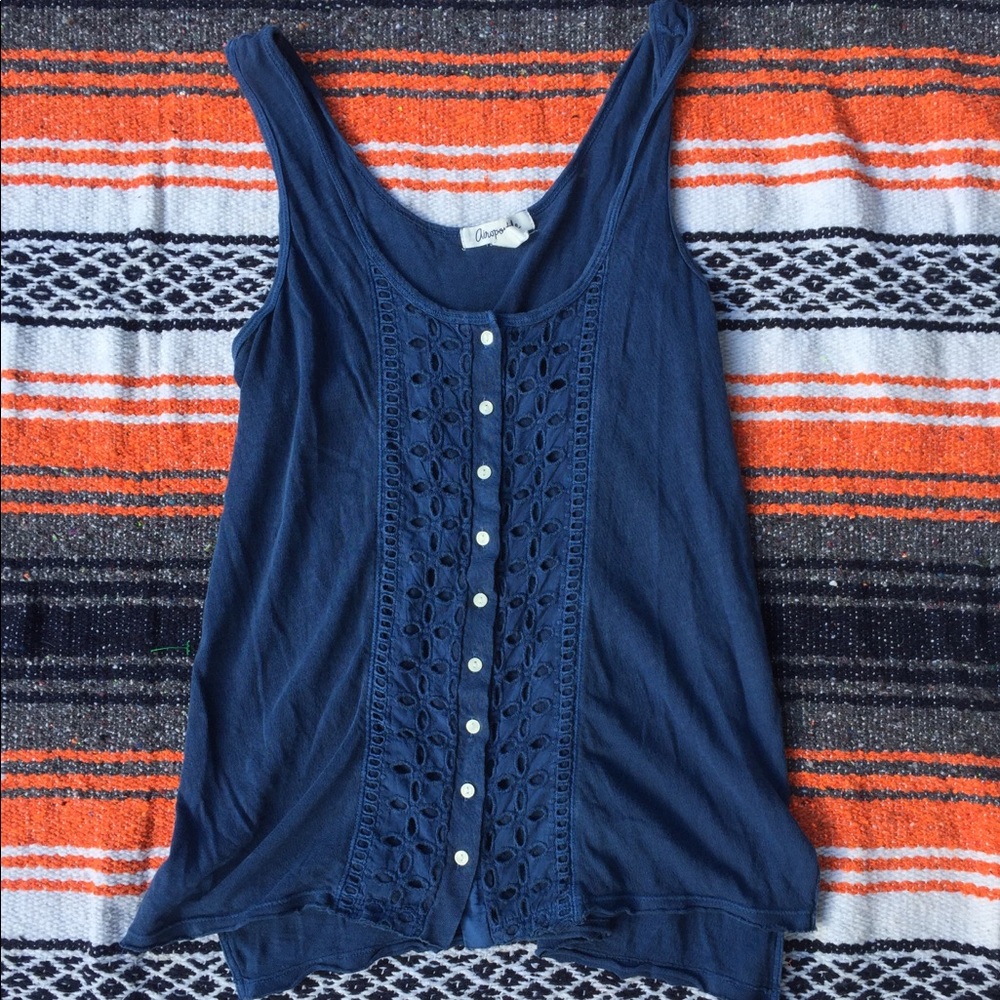 Aeropostale Blue Button Detail Tank Top